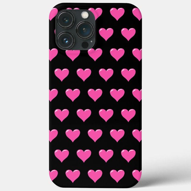 Coques Case-Mate iPhone Couleurs personnalisées Coeurs roses - Noir (Verso)