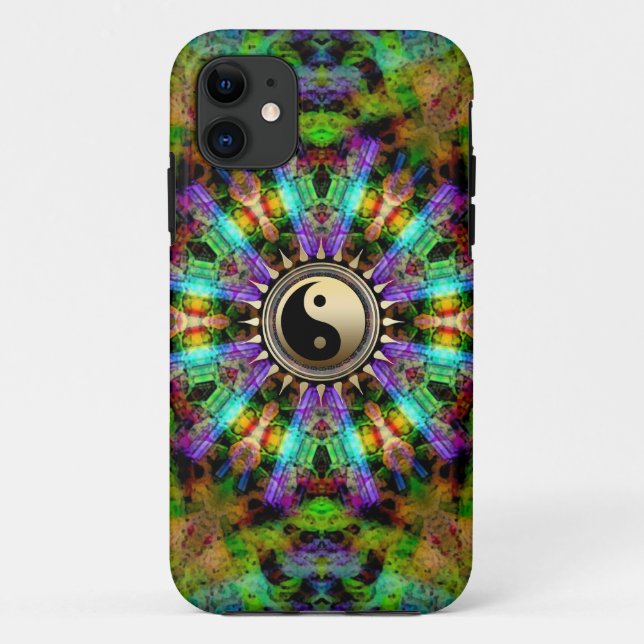 Coques Case-Mate iPhone Couleurs psychédéliques or Yin Yang (Dos)