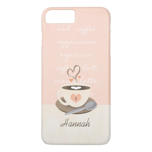 Coques Case-Mate iPhone Coupe de café cardiaque monogramme (Dos)