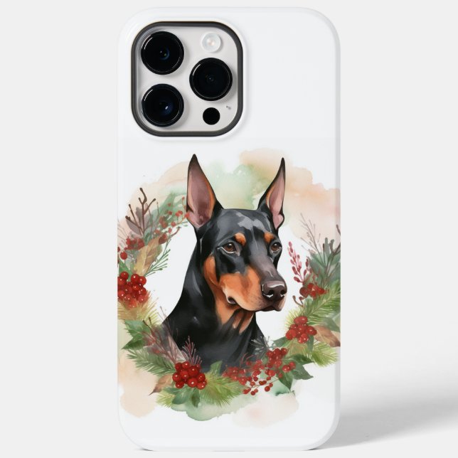 Coques Case-Mate iPhone Coupe festive Doberman Christmas Wreath (Verso)