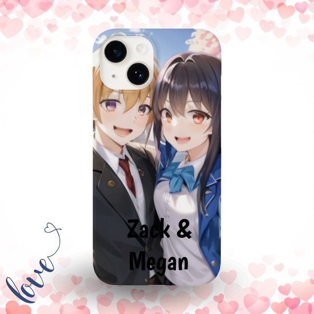 Coques Case-Mate iPhone Couple romantique Anime - Étudiants Selfie Persona (Créateur téléchargé)