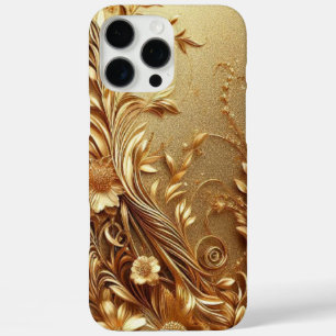 Coques iPhone 16 Pro Max Courbe florale dorée moderne