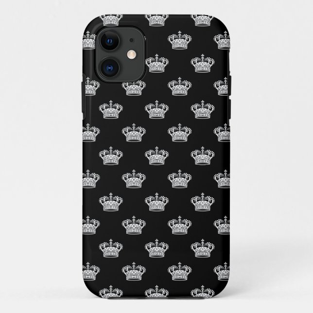 Coques Case-Mate iPhone Couronne 01 - Blanc sur noir (Dos)