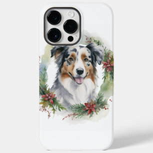 Coque Pour Pour iPhone 14 Pro Max Couronne de Noël de Berger Australien Chien de fêt