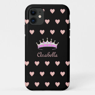 Case-Mate iPhone Case Couronne de princesse Tiara & cœurs roses sur fond