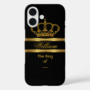 Coques iPhone 16 Couronne noire or royale élégante classe 3
