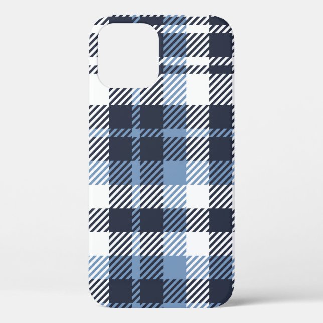 Coques Case-Mate iPhone Coussin écossais moderne écossais bleu et blanc (Verso)