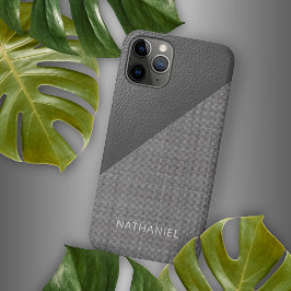 Case-Mate iPhone Case Coutume Faux Léger Moyen Gris Foncé Look Cuir