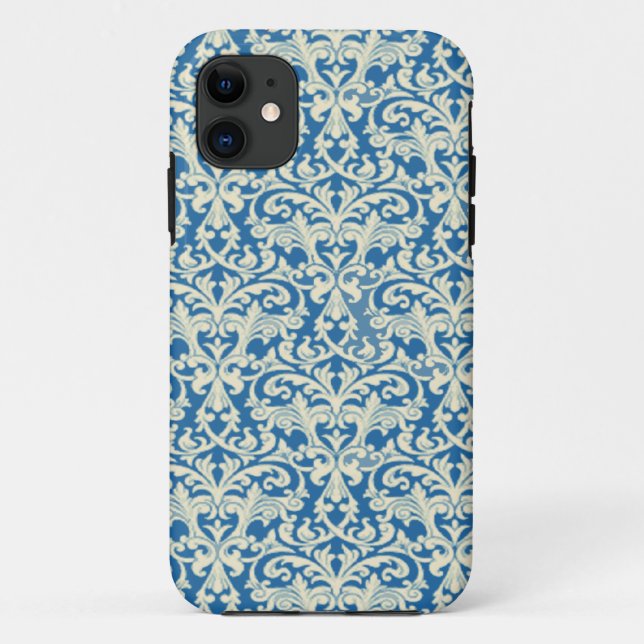 Coques Case-Mate iPhone Couverture blanche bleue de l'iPhone 5 de damassé (Dos)