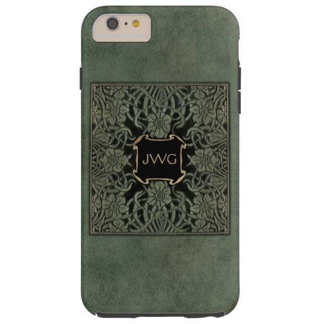 Coques Case-Mate iPhone Couverture de livre de monogramme en cuir épinglé  (Dos)