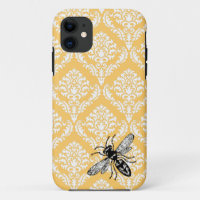 Couverture jaune d'iPhone de frelon d'abeille de