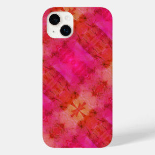 Coque Pour iPhone 14 Plus Couverture rouge et rose Abstraite
