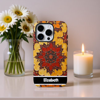 Coques iPhone 16 Pro Couverture téléphonique en fleurs Mandala personna