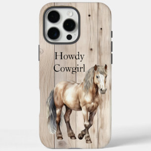 Coques iPhone 16 Pro Max Cowgirl Occidental Cheval Bois Faux