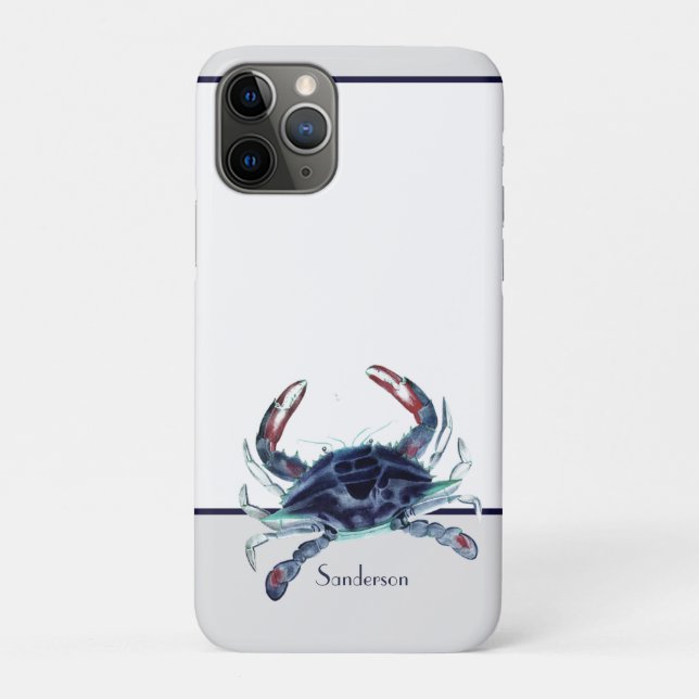 Coques Case-Mate iPhone Crabe Nautique Marine Bleu et Blanc Plage (Dos)