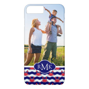 Coque iPhone 7 Plus Crabes heureux Pattern  votre photo et monogramme
