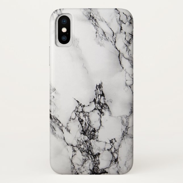 Coques Case-Mate iPhone Crack Noir Gris Et Marbre blanc En Pierre (Dos)