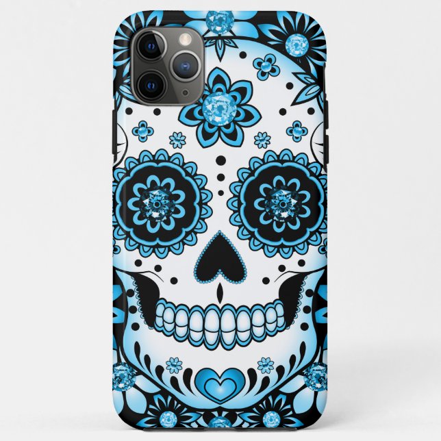 Coques Case-Mate iPhone Crâne à sucre bleu (Dos)