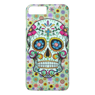 Coque iPhone 8 Plus/7 Plus Crâne à sucre coloré rétro Floral