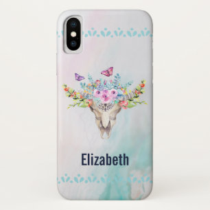 Case-Mate iPhone Case Crâne animal Boho avec papillons et fleurs