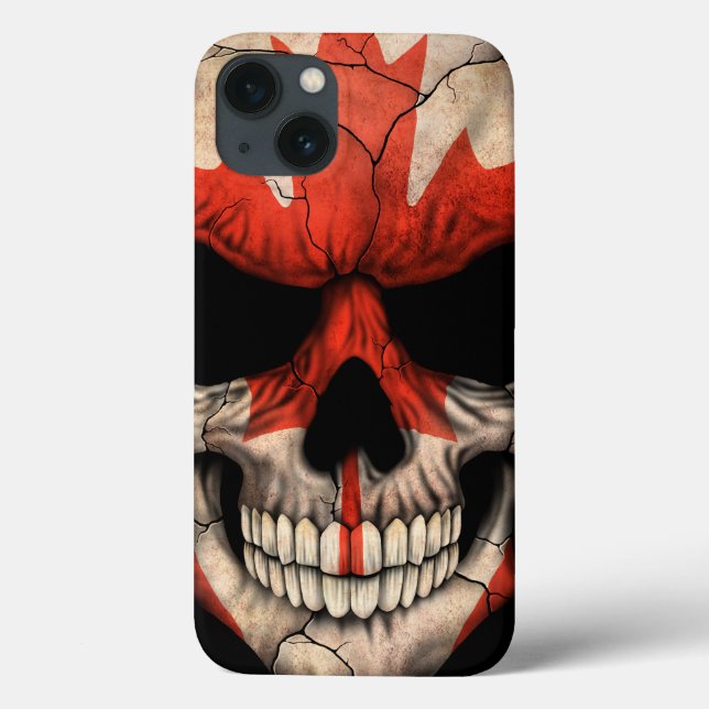 Coques Case-Mate iPhone Crâne canadien de drapeau (Verso)