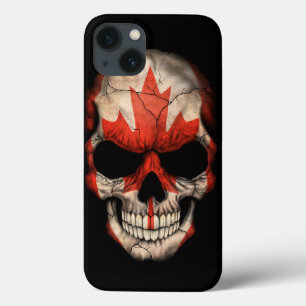 Coques Pour iPhone Crâne canadien de drapeau sur le noir