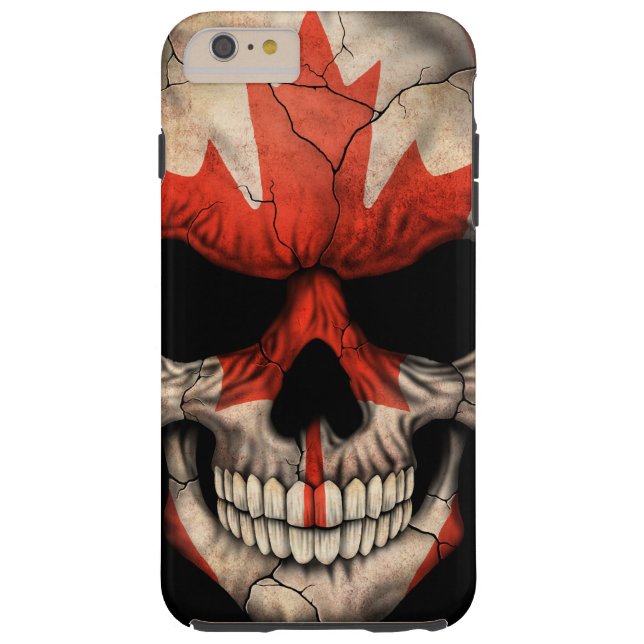 Coques Case-Mate iPhone Crâne canadien de drapeau sur le noir (Dos)