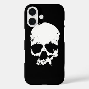 Coques iPhone 16 Crâne d'art pop noir et blanc