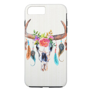 Coque Case-Mate Pour iPhone Crâne De Buffle Avec Plumes Et Fleurs