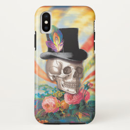 Coque iPhone X Crâne de chapeau psychédélique supérieur