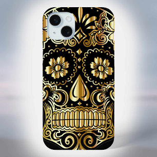Coque iPhone 15 Mini Crâne de sucre Fête mexicaine de l'art culturel mo