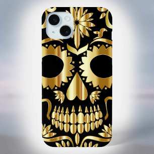 Coque iPhone 15 Mini Crâne de sucre Fête mexicaine de l'art culturel mo