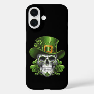 Coques iPhone 16 Crâne de Sucre Saint Patrick Shamrock