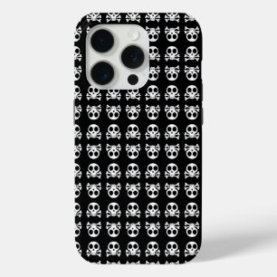 Coque iPhone 15 Pro crâne effrayant sur fond noir