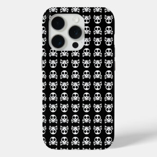 Coque iPhone 15 Pro Crâne éffrayant sur un arrière - plan noir