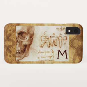 COQUE POUR iPhone XR CRÂNE ET DENTS, CLINIQUE DENTAIRE, MONOGRAMME DE D