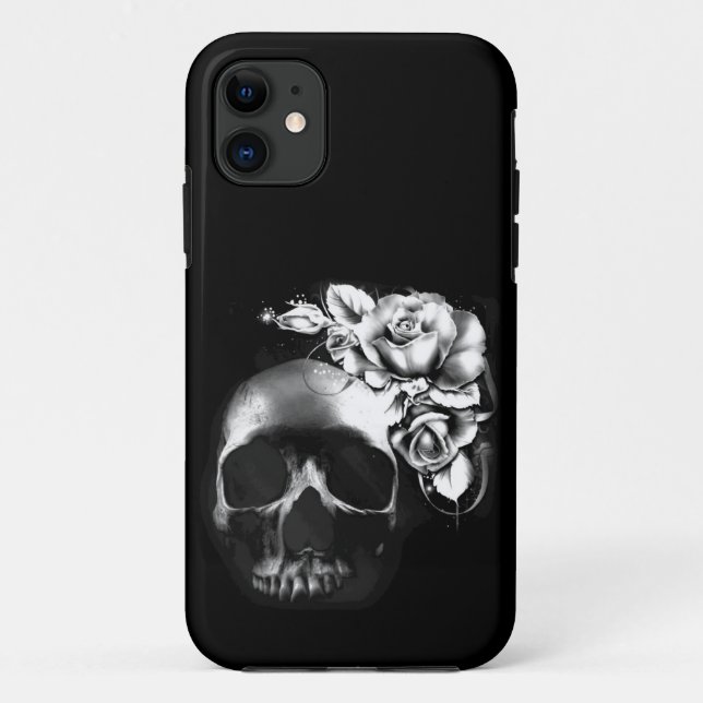Coques Case-Mate iPhone Crâne et roses (Dos)