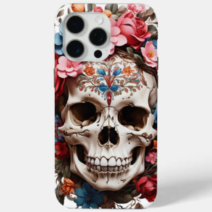 Coque iPhone 15 Pro Max 💀 Crâne Fleuri Élégant 🌸