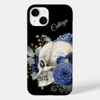 Crâne floral bleu personnalisé