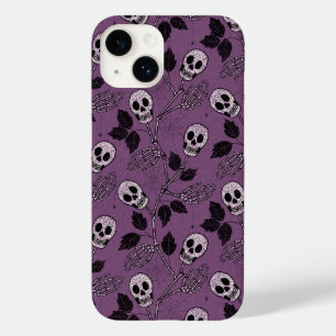 Coque Pour iPhone 14 Crâne Floral Gothique Violet