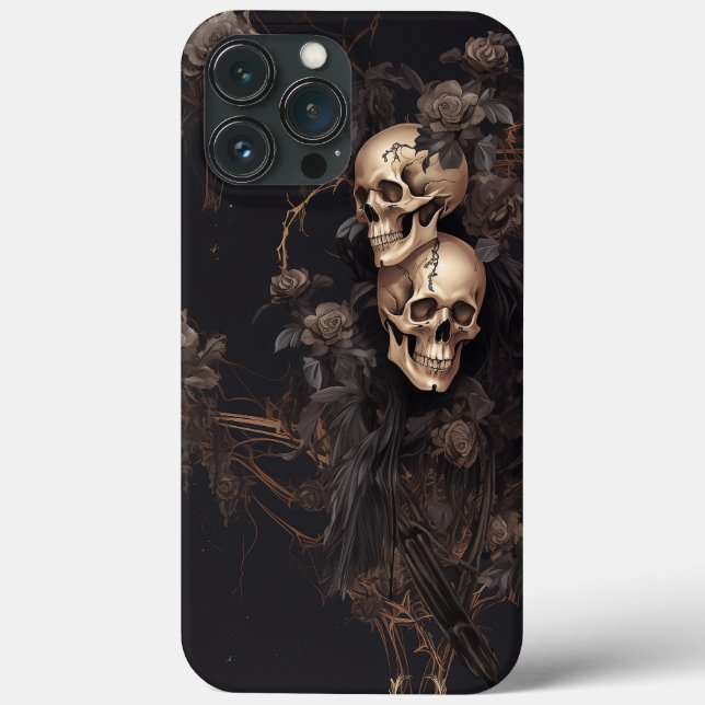 Coques Case-Mate iPhone Crâne foncé et design floral (Verso)