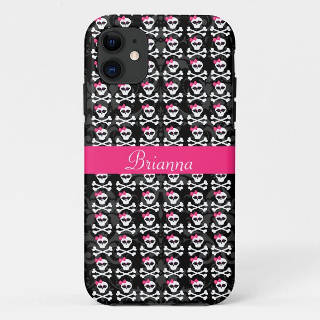 Coques Case-Mate iPhone Crâne gothique mignon et crânes Girly d'os croisés (Dos)