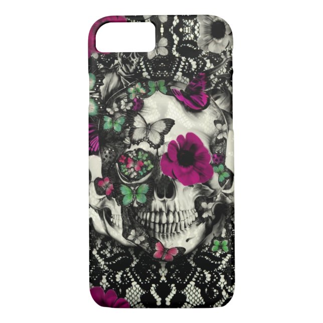 Coques Case-Mate iPhone Crâne gothique victorien de dentelle avec des (Dos)