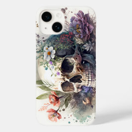 Coque Pour iPhone 14 Crâne Grunge Aesthétique Floral Aquarelle