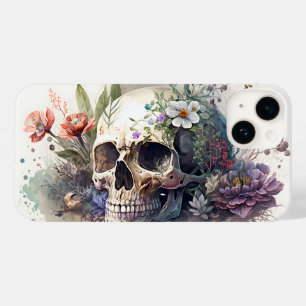 Coque Pour iPhone 14 Crâne Grunge Aesthétique Floral Aquarelle