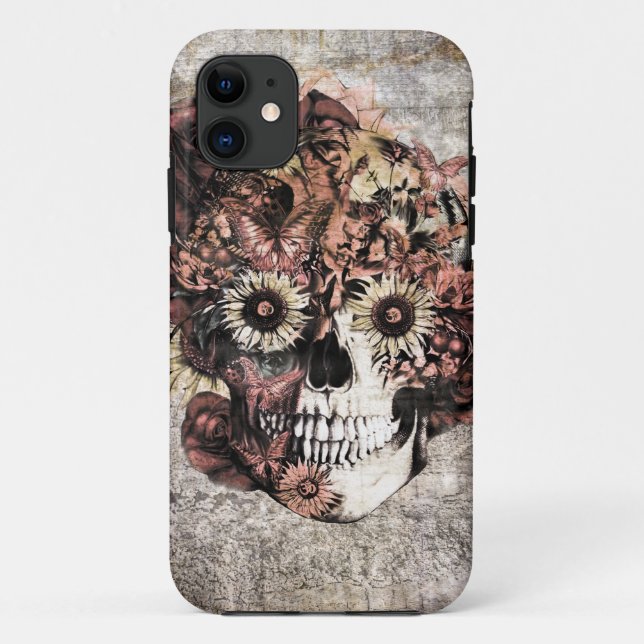 Coques Case-Mate iPhone Crâne grunge d'ohm d'automne (Dos)