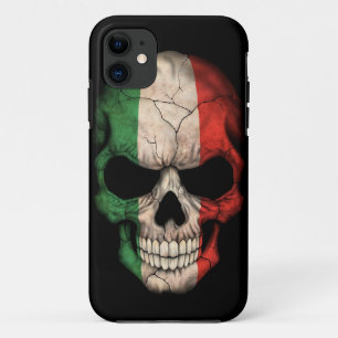 Coque iPhone 11 Crâne italien de drapeau sur le noir