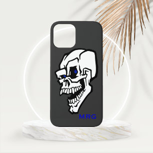 Coque Pour iPhone 15 Crâne maléfique blanc aux yeux bleus