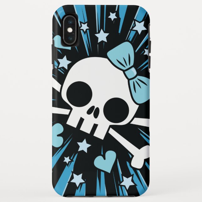 Coques Case-Mate iPhone Crâne mignon et os croisés - Bleu (Dos)