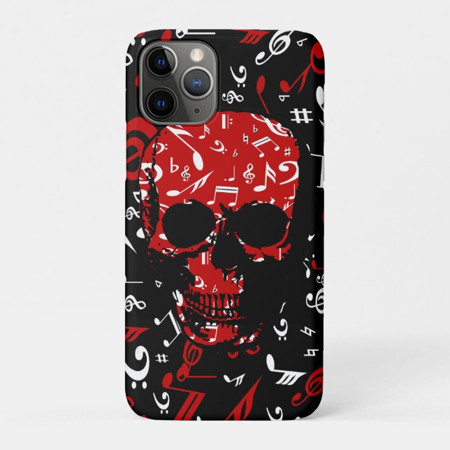 Coques Case-Mate iPhone Crâne noir rouge de notes musicales (Dos)